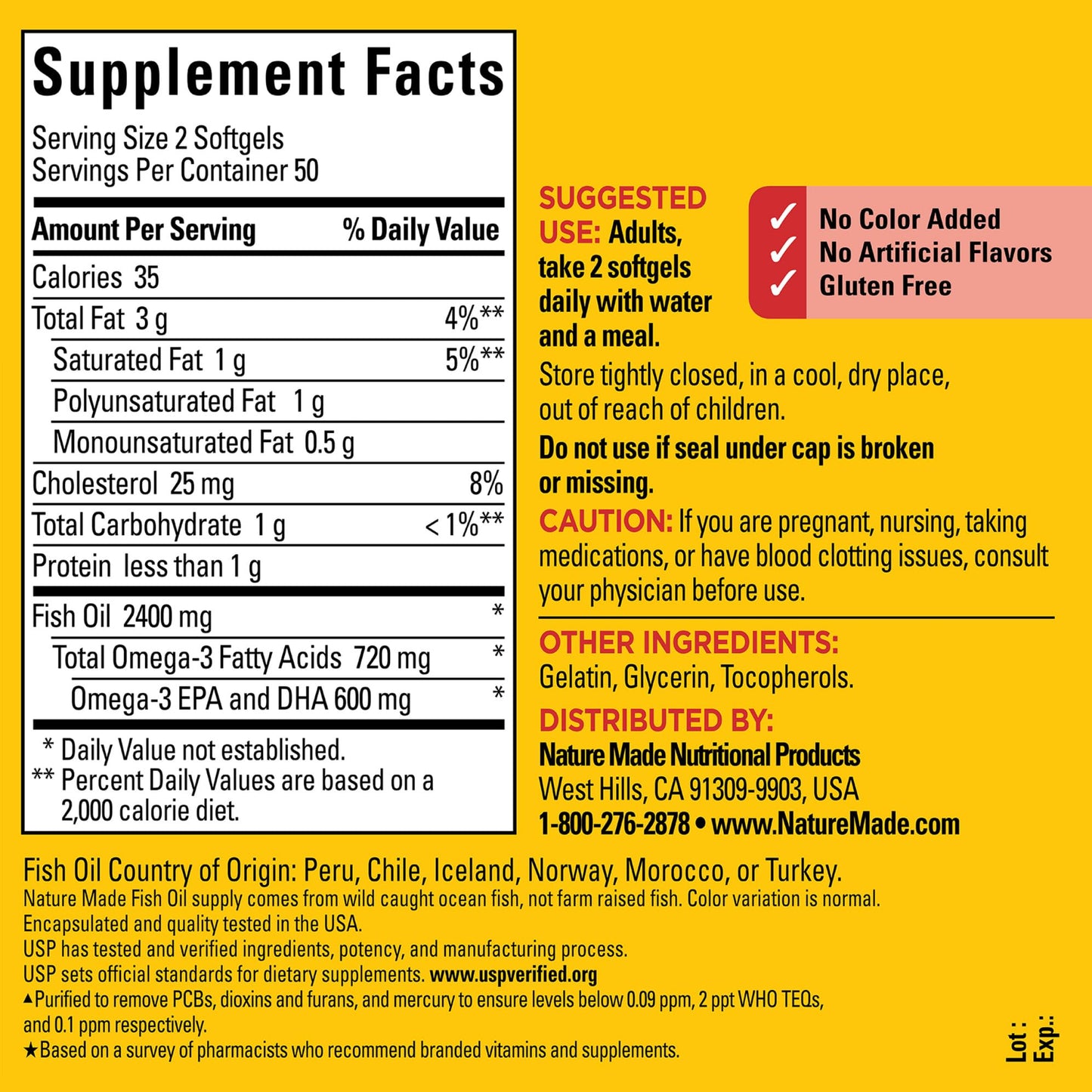 Nature Made Fish Oil Omega 3 Supplements, 1200mg Softgels, Omega 3 Fish Oil for Healthy Heart Support, 100 Softgels, 50 Day Supply - Medaid International