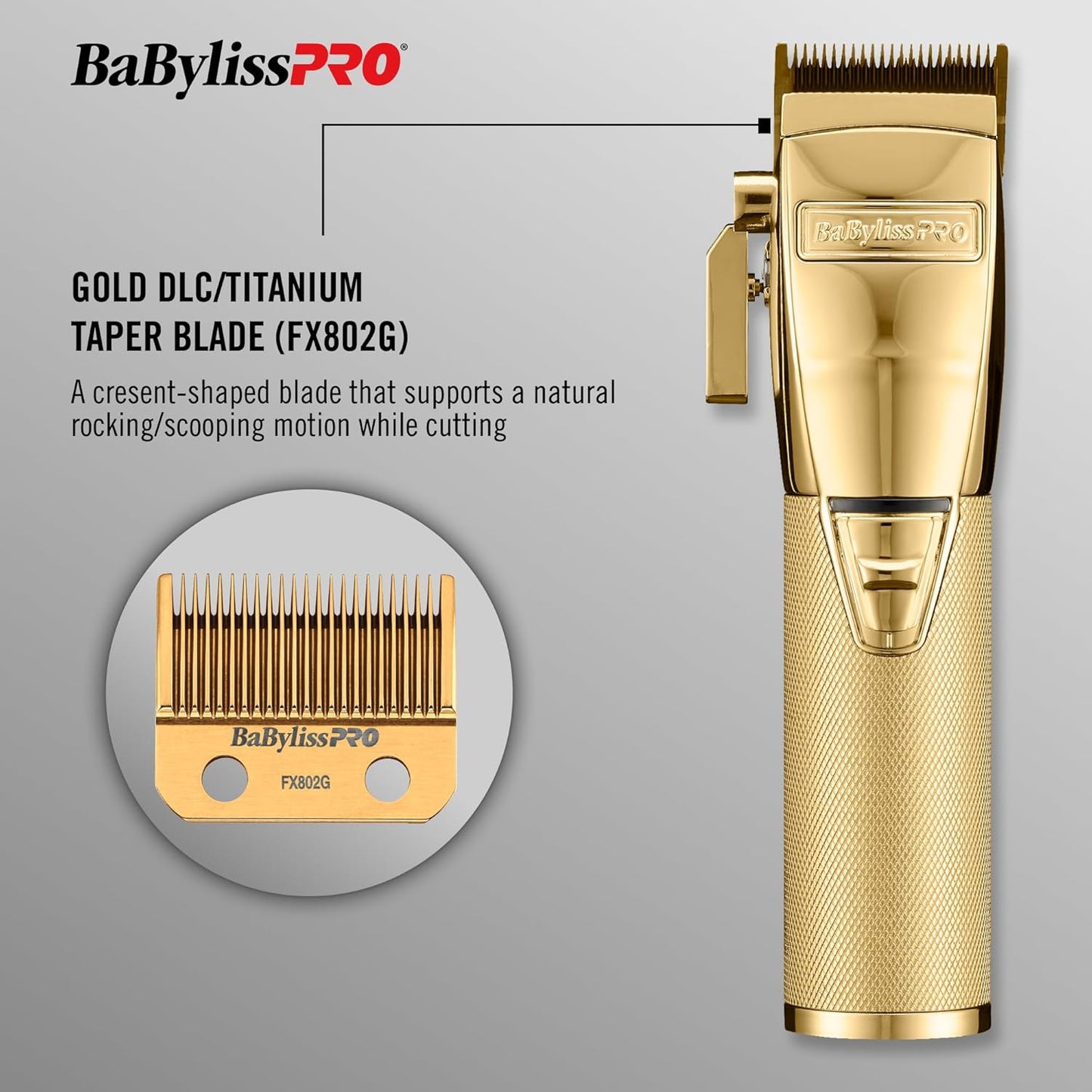 BaBylissPRO GOLDFX+ All Metal Lithium Clipper - Medaid International