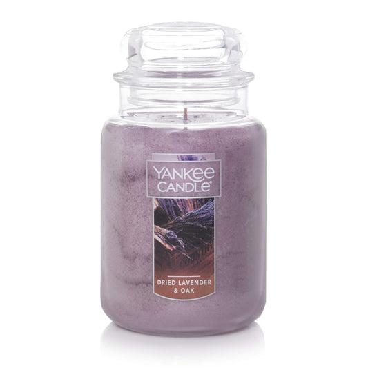 Yankee Candle Dried Lavender & Oak Scented Classic 22 Oz Large Jar Single Wick Aromatherapy Candle Over 110 Hours of Burn Time Ideal for Creating a Welcoming Home Perfect for Gifting - Medaid International