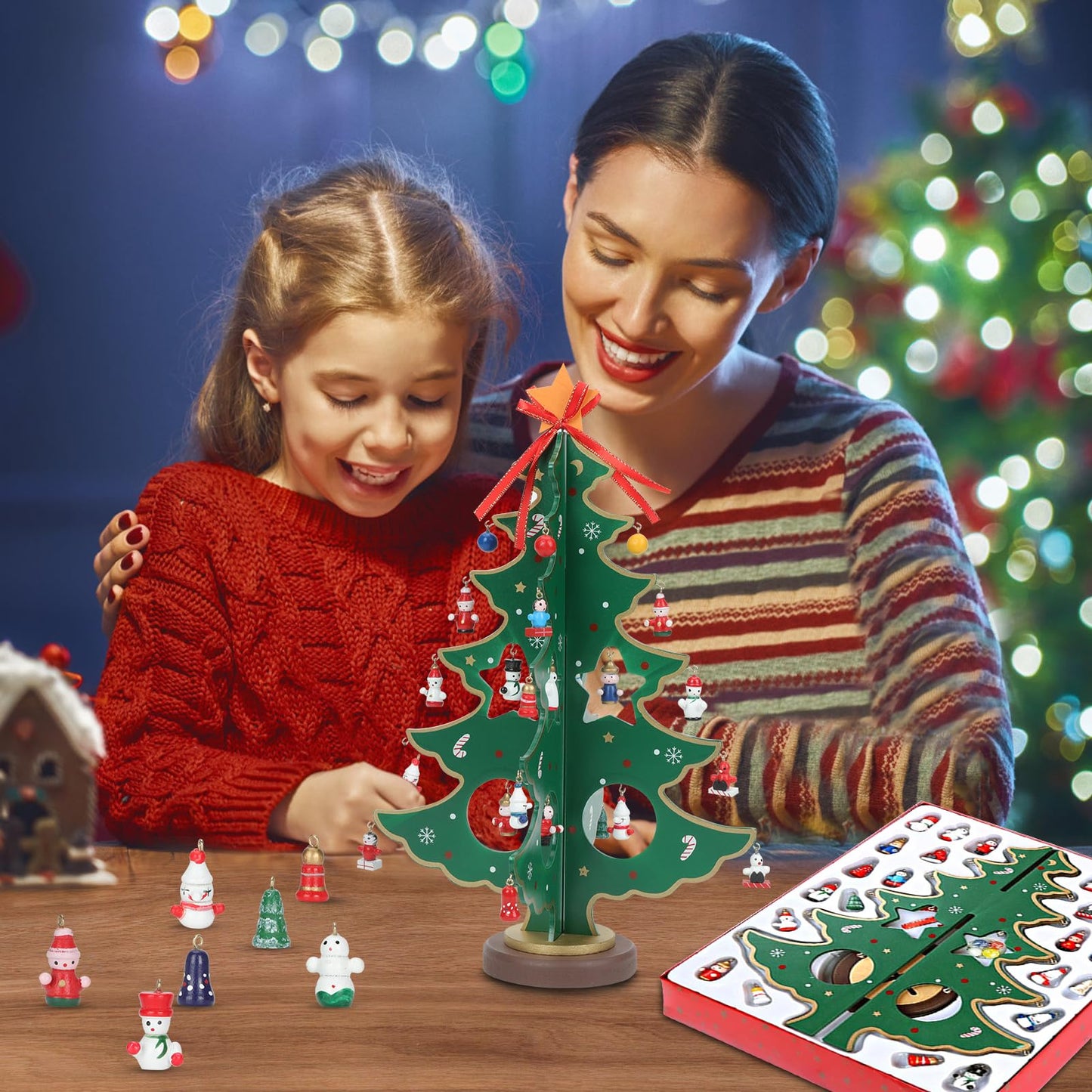 ZEEYUAN 2025 Christmas Tree Vacation Advent Calendar Decoration, 24 Days Xmas Tree Countdown Calendars Home Tabletop Decor, 2025 Christmas Advent Countdown Calendar Xmas Gifts for Kids Girls Boys - Medaid International