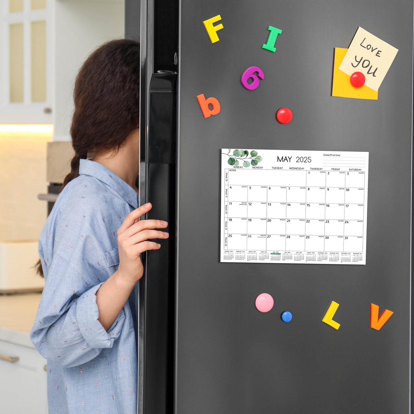 2025-2026 Magnetic Calendar for Refrigerator - Run Now to Dec 2026, 11'' x 8.5'', 2026 Monthly Calendar with Strong Magnets, Thicker Paper, Hard Cardboard, Priorities & Notes, Yearly Overview - Medaid International