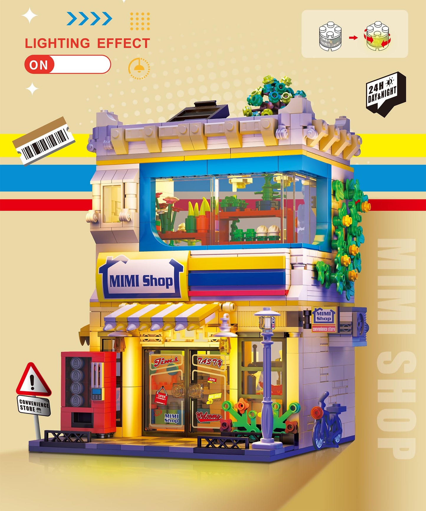 Yunsphere Mini Shop Lighting Building-Bricks Set, Street View Building Blocks with Lights, LED DIY Christmas Holiday House, Gifts for Boys, Girls and Adults(1389 Pcs) - Medaid International