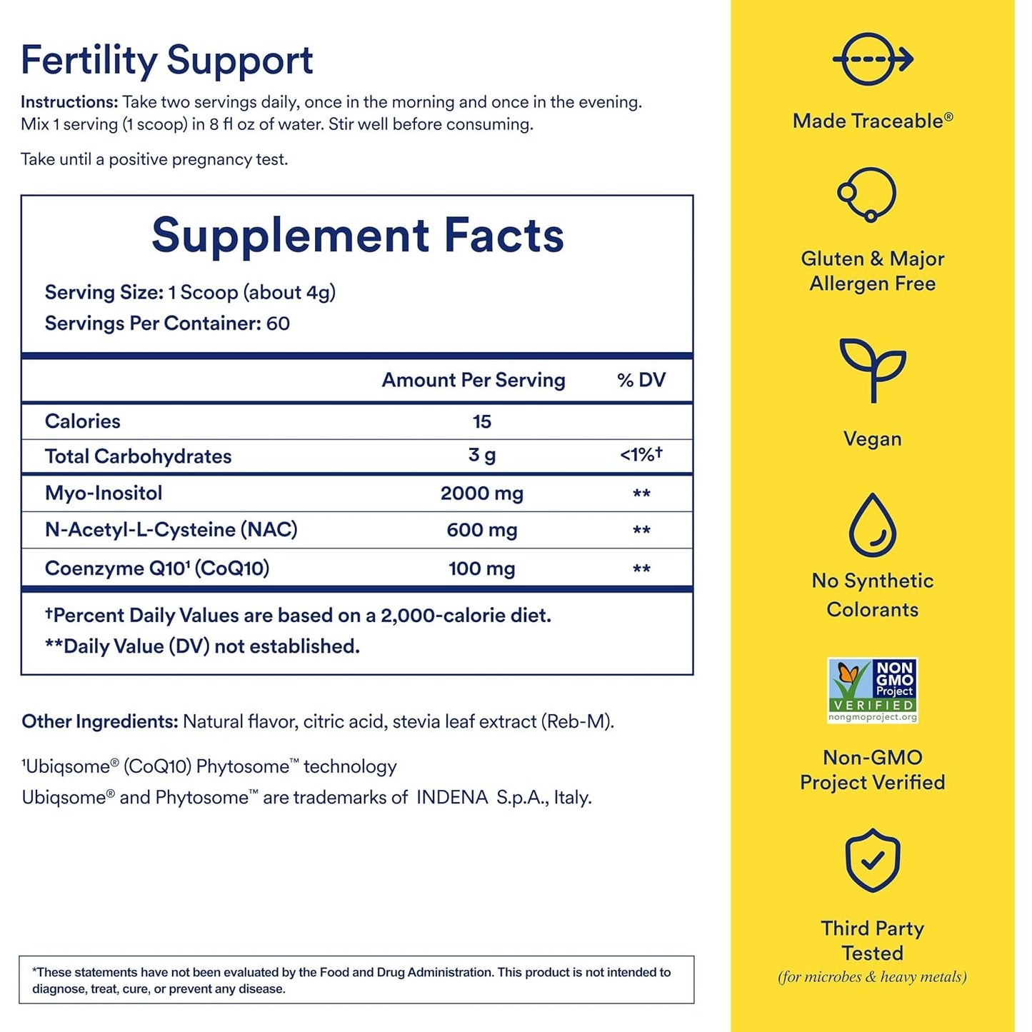 Ritual Fertility Support Supplement 3-in-1 Drink-Mix Formulated to Support Conception Outcomes with Clinically-Studied Ingredients (CoQ10, NAC, Myo-Inositol) and Designed with an OB/GYN. 60 Servings.* - Medaid International