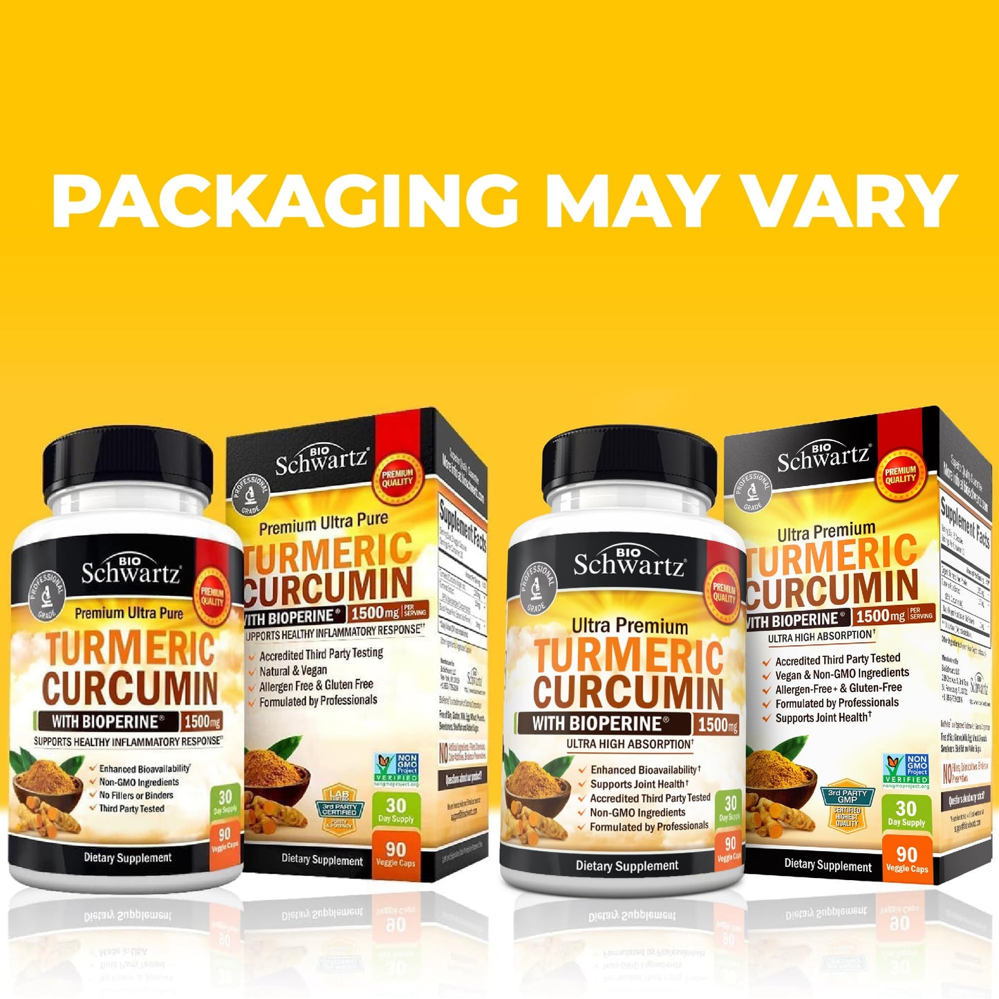 Turmeric Curcumin with Black Pepper Extract 1500mg - High Absorption Ultra Potent Turmeric Supplement with 95% Curcuminoids and BioPerine - Non GMO Tumeric Capsules for Joint Support - 90 Capsules - Medaid International
