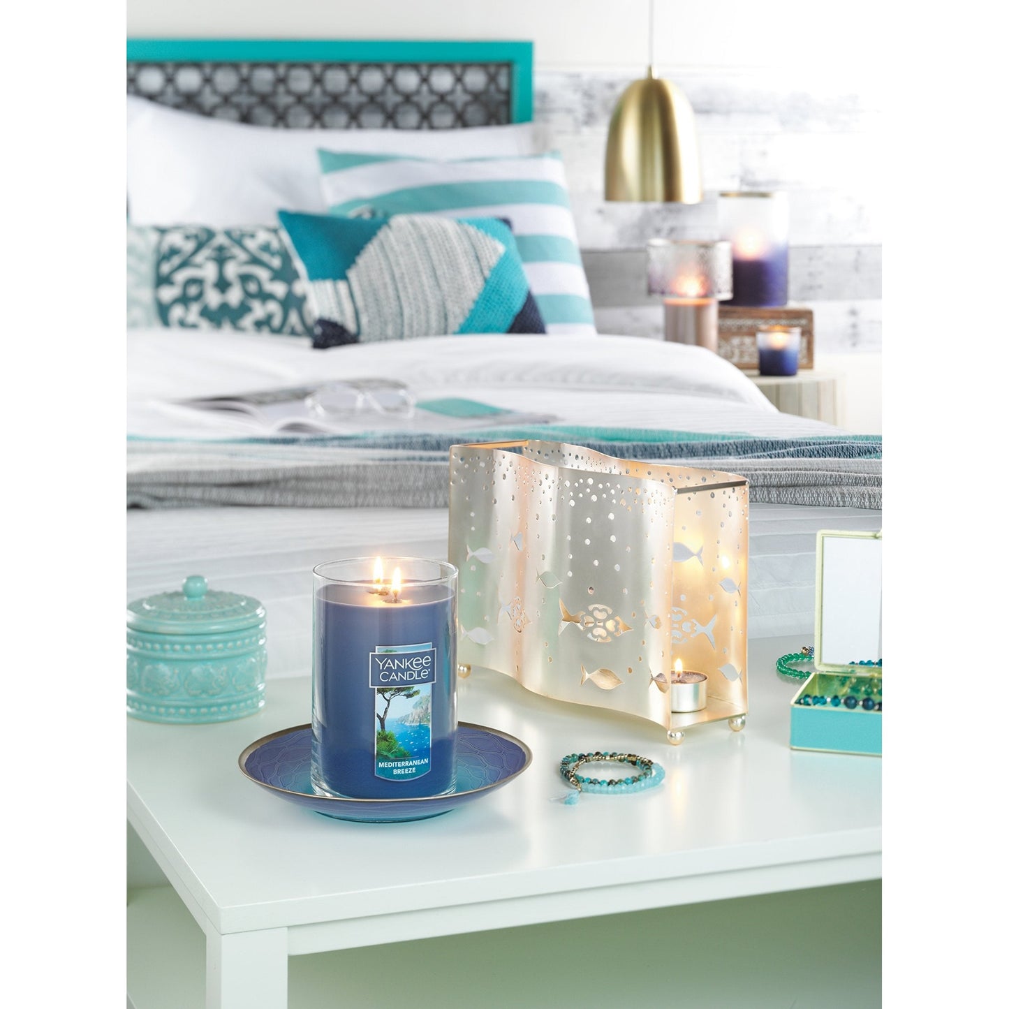 Yankee Candle Mediterranean Breeze Scented, Classic 22oz Large Tumbler 2-Wick Candle, Over 75 Hours of Burn Time - Medaid International
