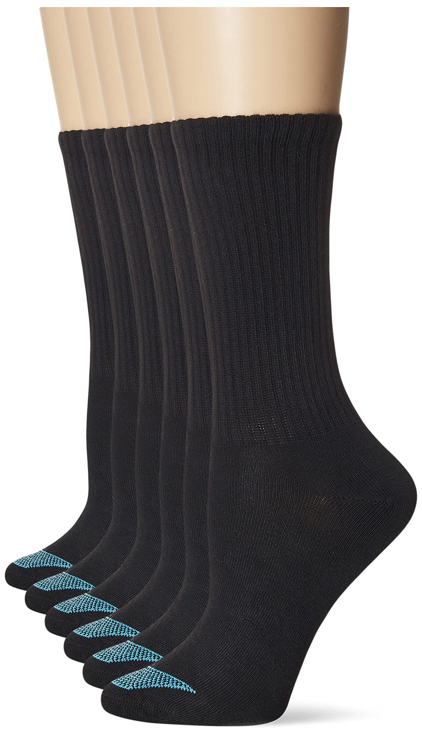 Hanes Women's Ultimate Lightweight Vent Crew Sock 6-Pack Sockshosiery, black, Medium (Shoe Size 5-9) - Medaid International
