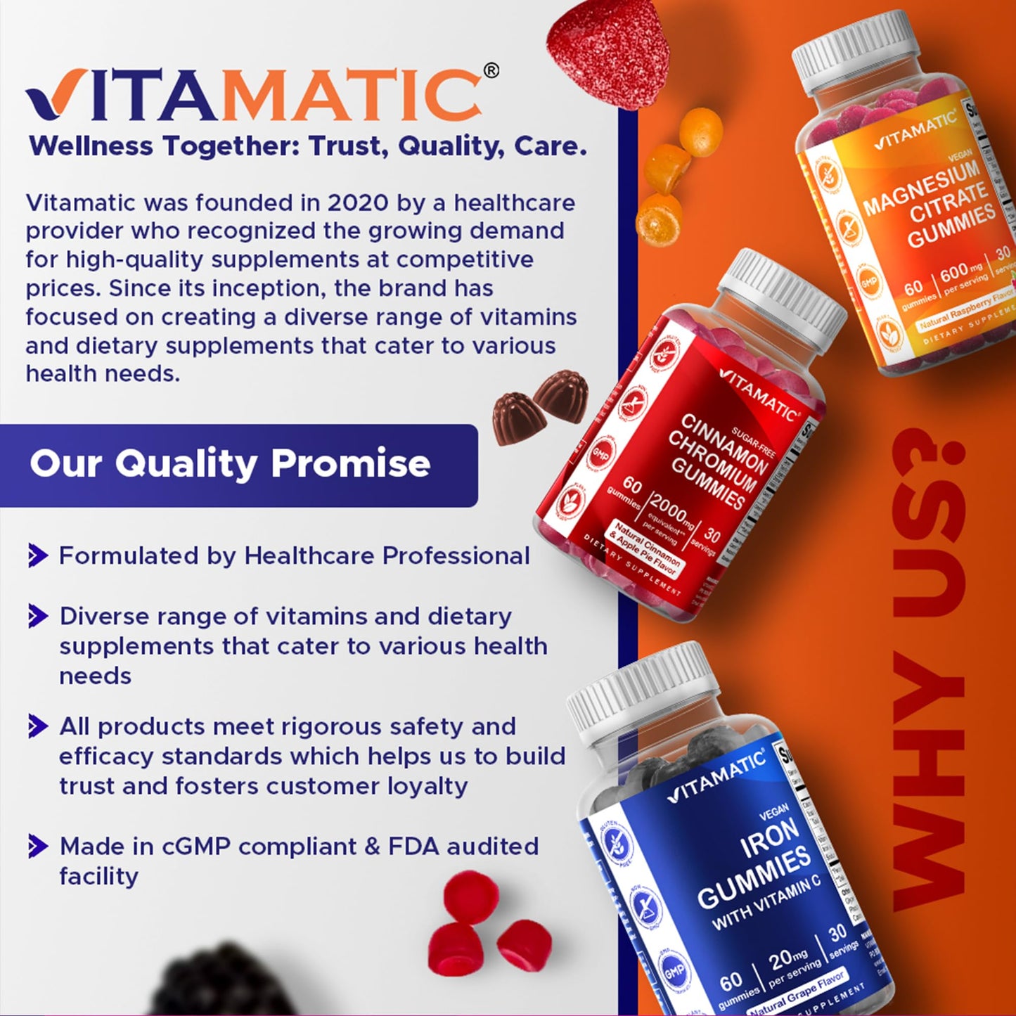 Vitamatic Prebiotic Fiber Gummies for Adults – 7g Fiber per Serving – 60 Pectin-Based Gummies Extra Strength, Zero Sugar Added – Supports Digestive Health & Regularity – Non-GMO, Vegan, Gluten-Free - Medaid International