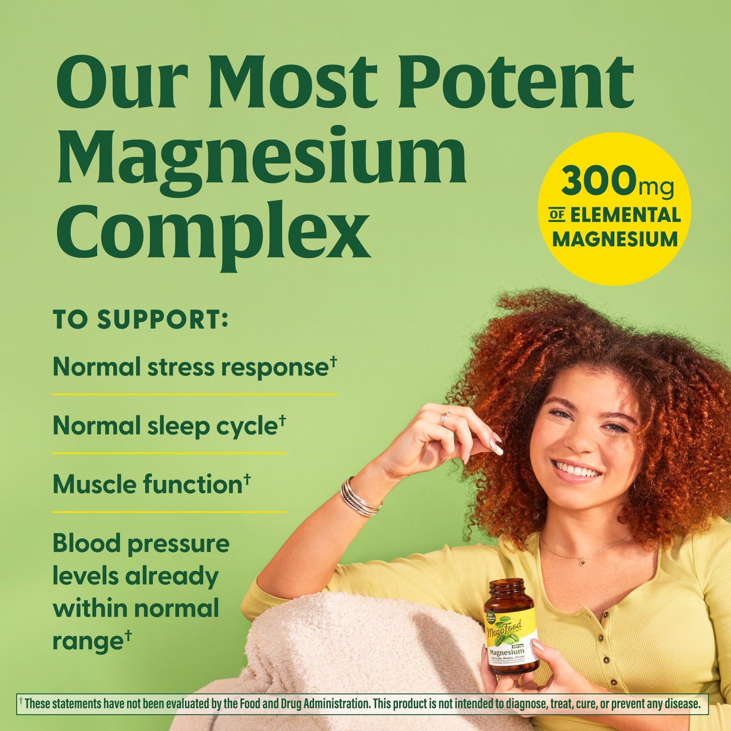 MegaFood Magnesium 300 mg - Highly Absorbable Blend of Magnesium Glycinate, Citrate & Malate to Help Support Heart, Nerve Health & Relaxation - 60 Capsules (30 Servings) - Medaid International