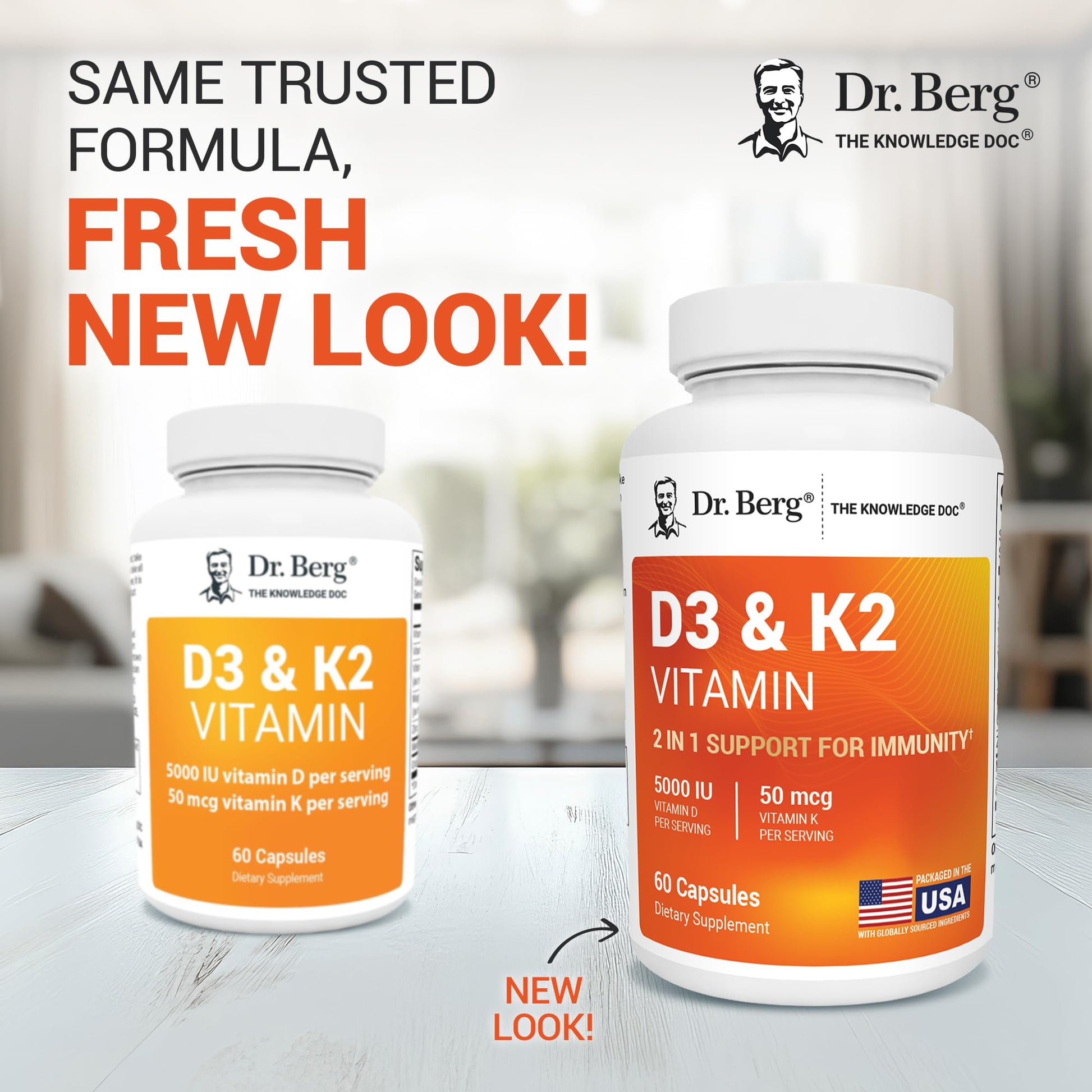 Dr. Berg Maximum Strength 7-in-1 Vitamin D3 K2 5000 IU | Naturally Derived D3 | 4X Lab-Tested & Verified | High Absorption Formula | K2 D3 Vitamin Supplement - 60 Capsules - Medaid International
