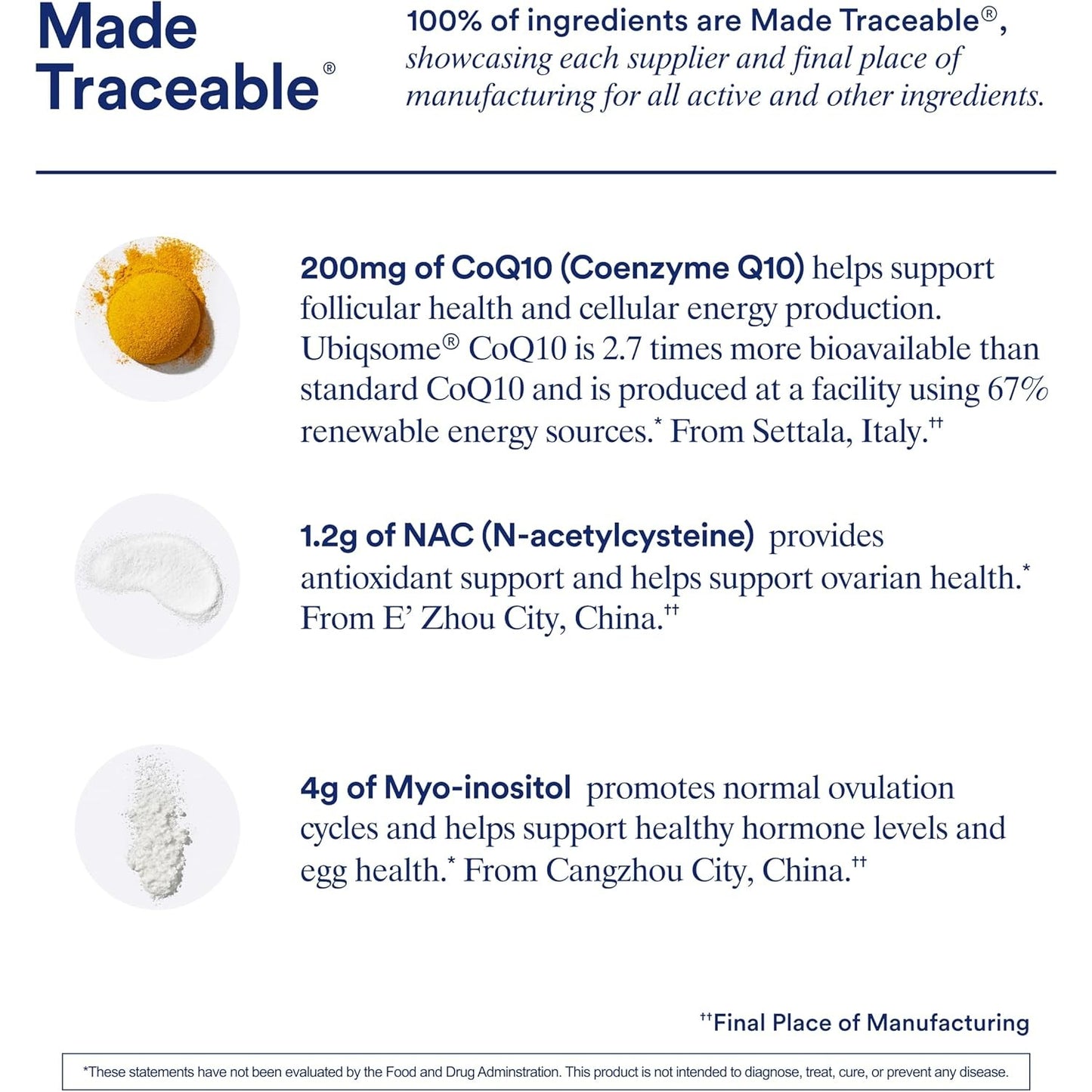 Ritual Fertility Support Supplement 3-in-1 Drink-Mix Formulated to Support Conception Outcomes with Clinically-Studied Ingredients (CoQ10, NAC, Myo-Inositol) and Designed with an OB/GYN. 60 Servings.* - Medaid International