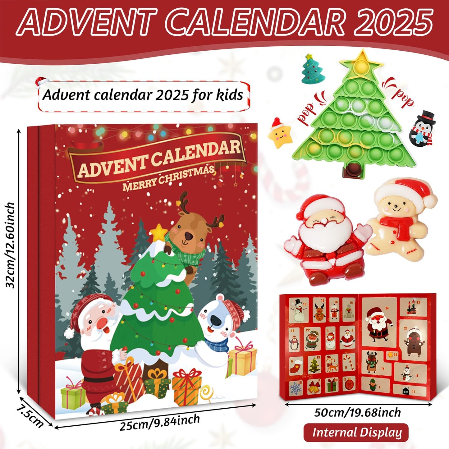 Fidget Advent Calendars 2025 For Kids,24 Days of Surprises Fidget Toys, Christmas Countdown Advent Calendars,Xmas Party Favors Stocking Stuffer Gifts Sensory Toy Surprise Gifts For Boys Girls - Medaid International