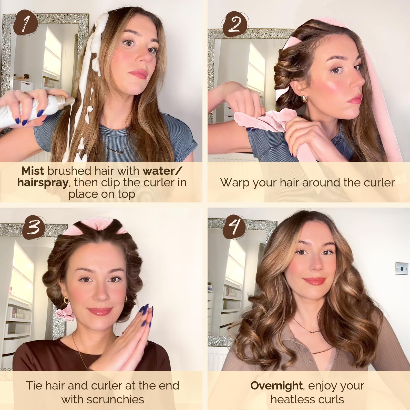 Yanibest Heatless Hair Curler to Sleep in, Overnight curl headband, No Heat Hair Curler Set with Hair Clip Scrunchies for Styling - Medaid International