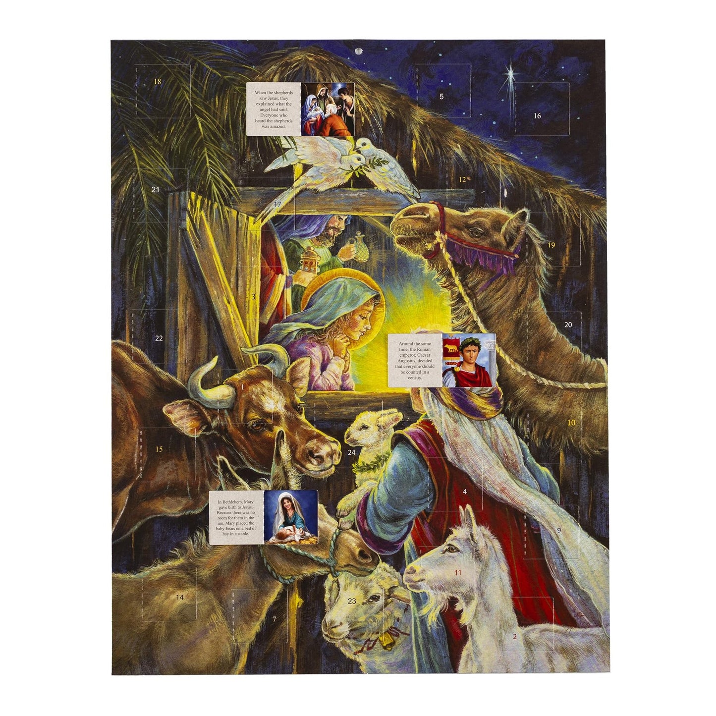 At the Manger Religious Advent Calendar (Countdown to Christmas) with Nativity Story by Vermont Christmas Company - Medaid International