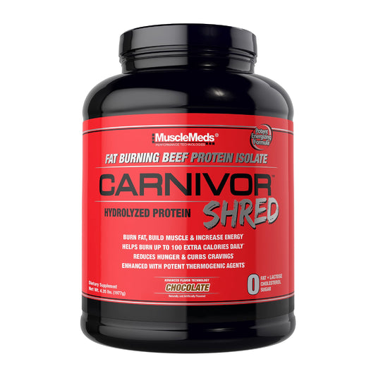 MuscleMeds Carnivor Shred Fat Burning Hydrolized Beef Protein Isolate, 0 Lactose, 0 Sugar, 0 Fat, Chocolate, 4.35 lbs - Medaid International