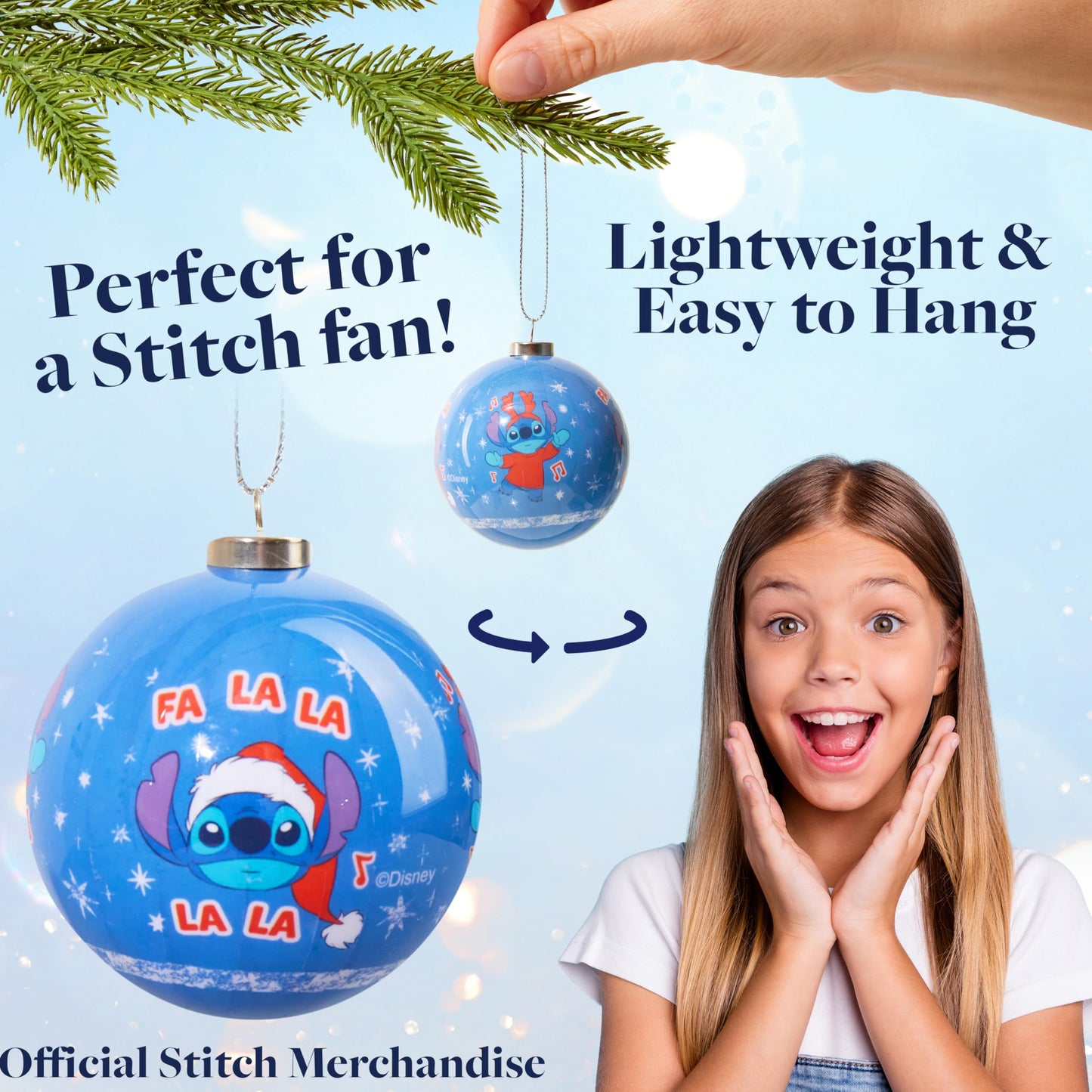 Disney Stitch Christmas Ornaments Set, Pack of 10 Tree Decorations, Hanging Ball Ornaments for Christmas Decorations, Cute Xmas Decor, Xmas Gifts - Medaid International