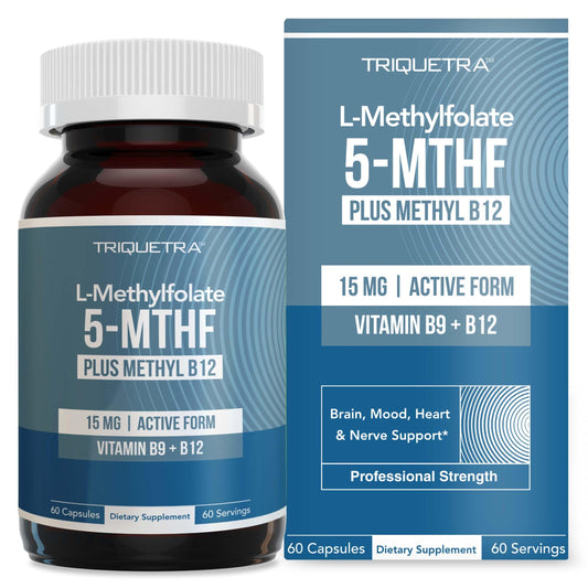 L Methyl Folate 15mg Plus Methyl B12 Cofactor ā High Potency, Active 5-MTHF Form - Supports Mood, Methylation, Cognition ā Bioactive Forms of Vitamin B9 & B12 (60 Capsules ā 60 Servings) - Medaid International