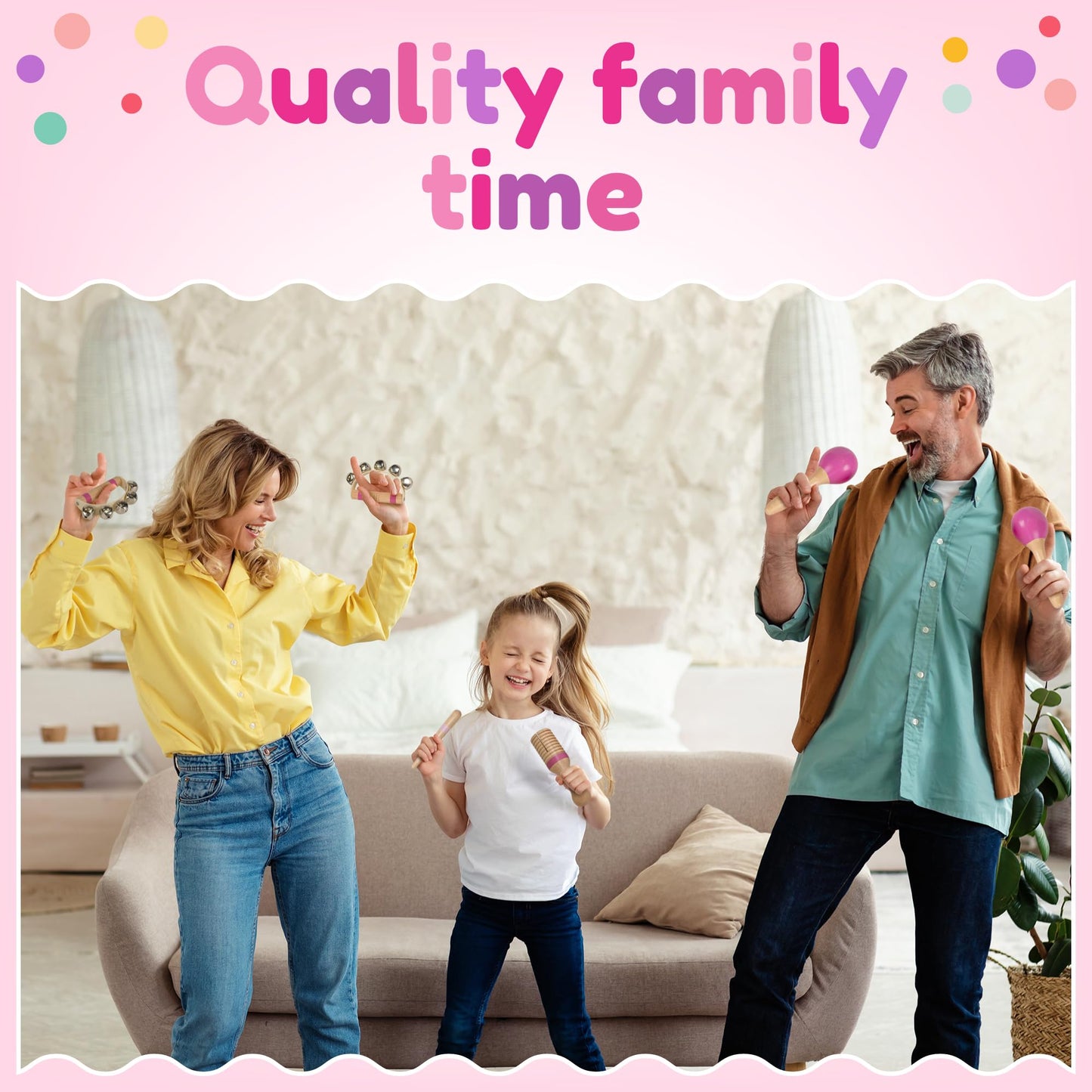 Stoie’s Wooden Music Set Pink Sensation, Montessori Musical Instruments for Toddlers 3-9 with Xylophone, Tambourine and Maracas, Educational Development and Creativity, Baby Musical Instruments - Medaid International