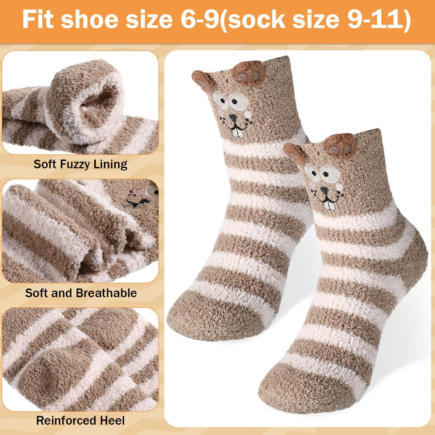 Chuarry 20 Pairs Women Fuzzy Socks Bulk Winter Fluffy Warm Sleeping Cozy Slipper Socks with Grips for Woman Christmas Gifts - Medaid International