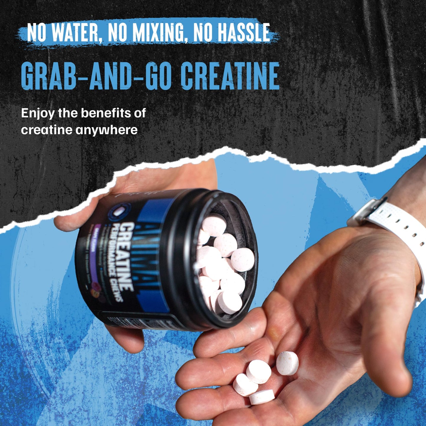 Animal Creatine Chews Tablets - Enhanced Creatine Monohydrate with AstraGin to Improve Absorption, Sea Salt for Added Pumps, Delicious and Convenient Chewable Tablets - Fruit Punch - Medaid International