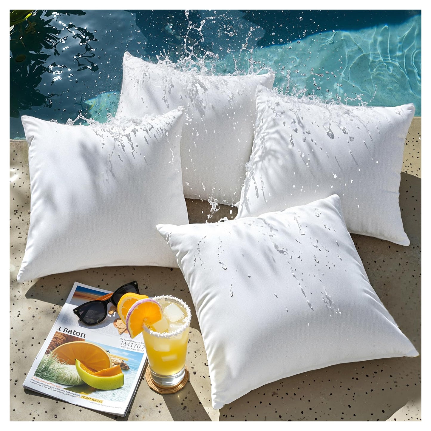 Phantoscope 18 x 18 Pillow Inserts - Pack of 4 Outdoor Water Resistant Throw Pillow Inserts Hypoallergenic Square Decorative Couch Sham Cushion Stuffer - 18 Inches - Medaid International
