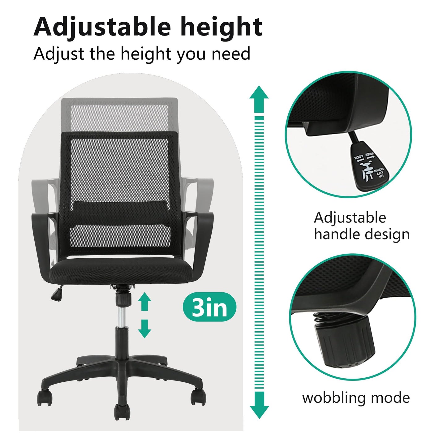 PayLessHere Gaming Chair Ergonomic Computer Chair Office Chair Video Game Chairs with Lumbar Support Desk Chair Armrest Mid Black Cushion Swivel Rolling Chair with Wheels for Home Office(Black) - Medaid International