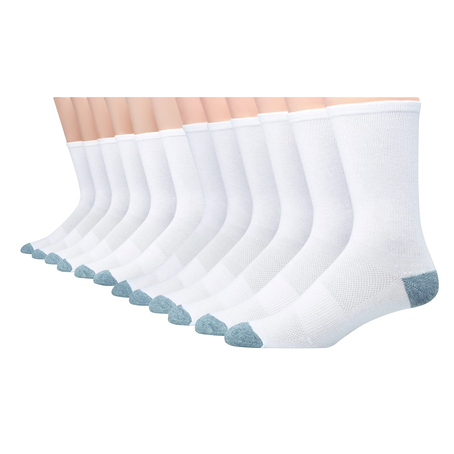 Hanes mens X-temp Lightweight Crew Socks, 12-pair Pack Casual Sock, White, 6 12 US - Medaid International
