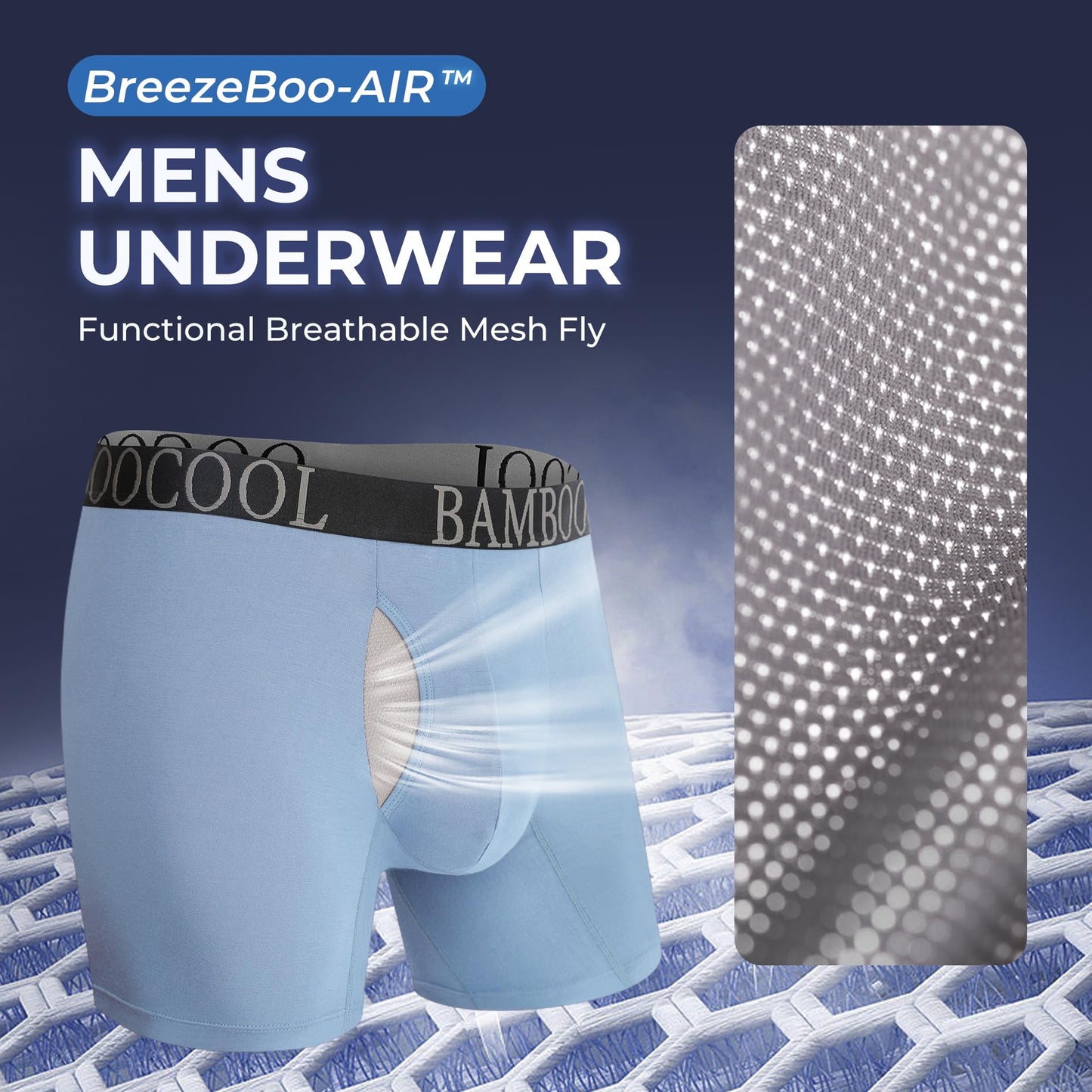 BAMBOO COOL Men's Ultra Breathable Underwear Mesh Boxer Briefs with Lightwight Wasitband,No Ride Up,Multipack - Medaid International