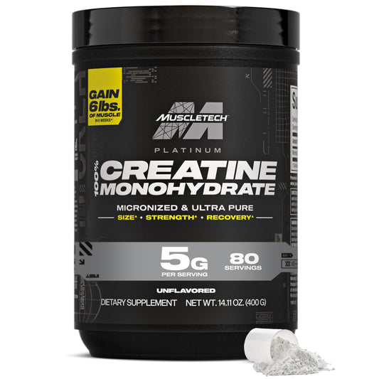 Muscletech Creatine Monohydrate Powder, Platinum Pure - Unflavored Micronized Creatine for Men & Women - Workout Supplements for Performance, Muscle Recovery & Builder-(80 Servings) Packaging May Vary - Medaid International