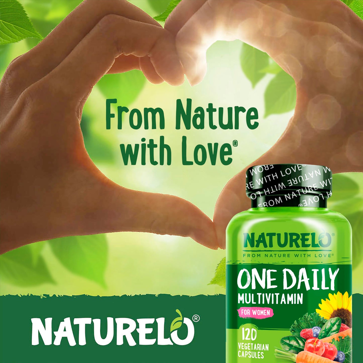 NATURELO One Daily Multivitamin for Women - Energy Support - Whole Food Supplement to Nourish Hair, Skin, Nails - Non-GMO - No Soy - Gluten Free - 120 Capsules - 4 Month Supply - Medaid International