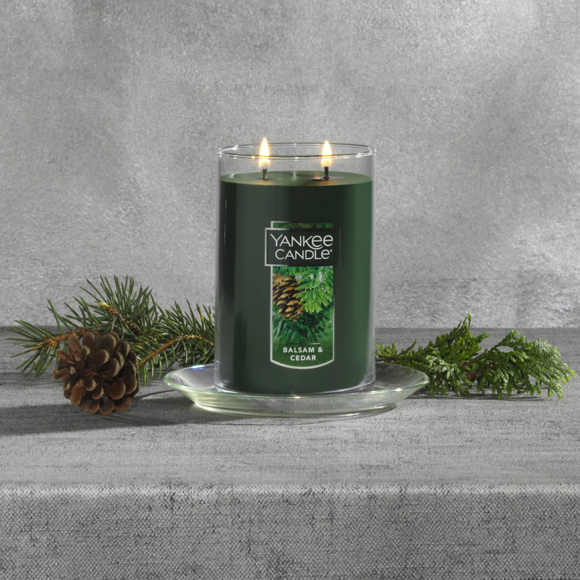 Yankee Candle Balsam & Cedar Scented, Classic Large 22oz Dual-Wick Tumbler Candle, Over 75 Hours Burn Time, Ideal for Holiday Season & Gifting - Medaid International