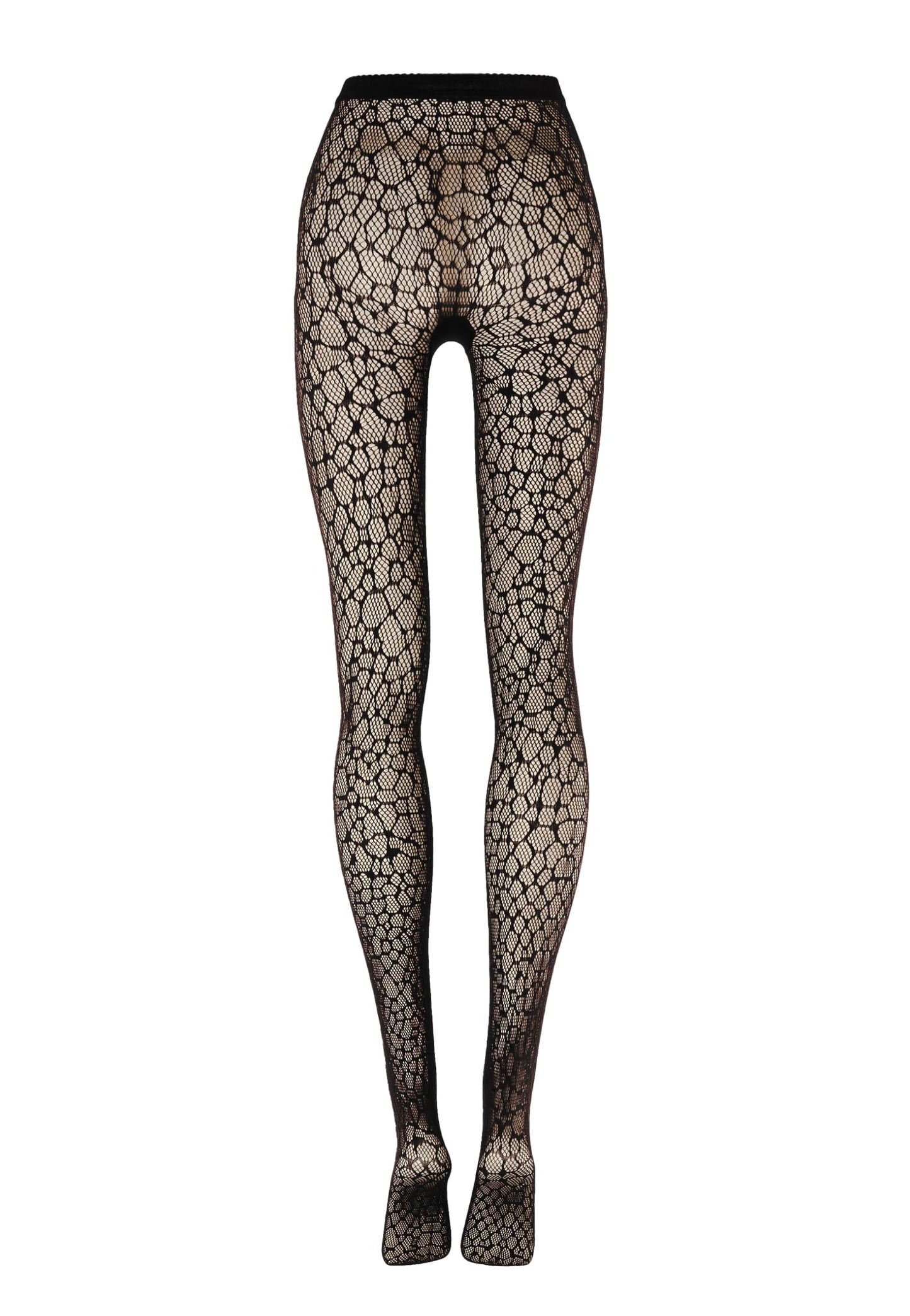 Wolford Reptile Net Tights for Women Seamless Snakeskin Fishnet Pantyhose Matte Finish Logo Waistband Eco Recycled Yarn Black Large - Medaid International