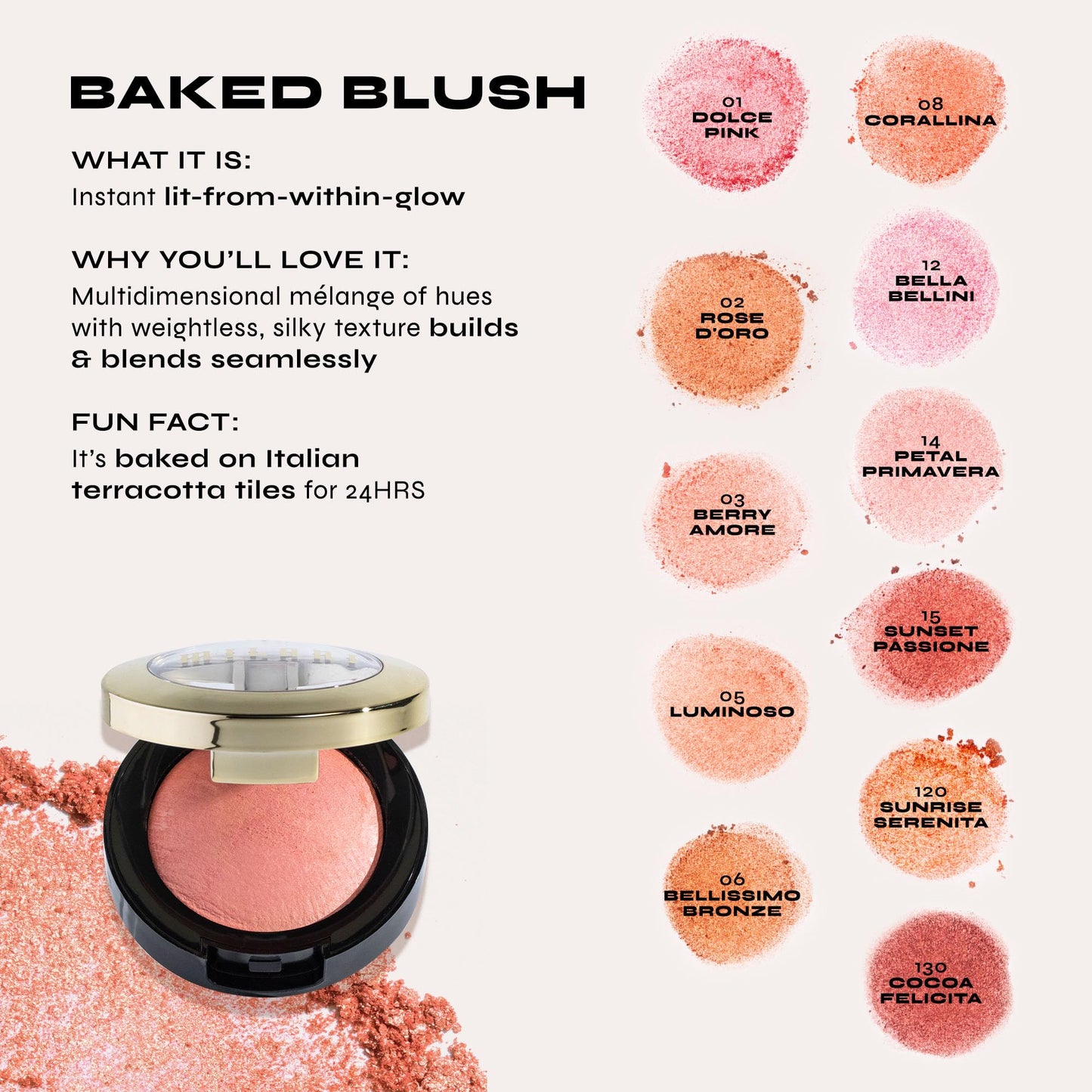 Milani Baked Blush, Powder Blush for Cheeks, Cruelty Free Makeup - Shape, Contour & Highlight Face for a Shimmery or Matte Finish -Petal Primavera - Medaid International