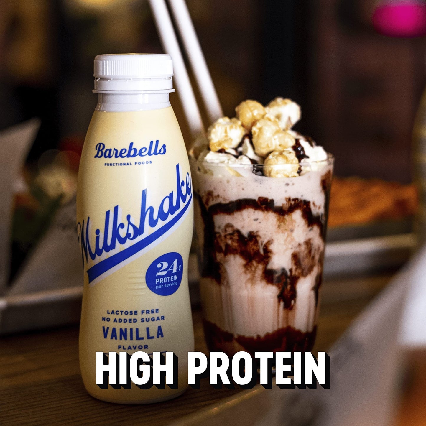 Barebells Milkshake - Batido Proteinas - 24g Proteina x Batido - Sin Lactosa - Sin Gluten - Sin Azúcares Añadidos - Vainilla - Pack 8 Batidos x 330ml - Medaid International