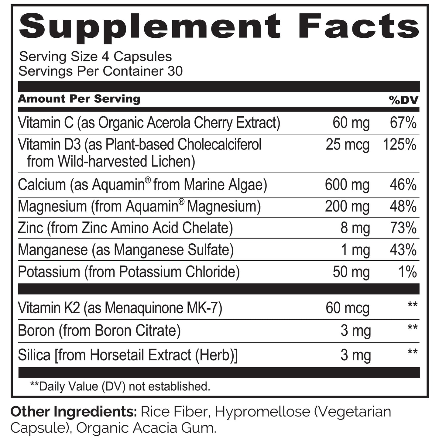 NATURELO Calcium Supplement - with Vitamin C, Vitamin D3, K2, and Calcium Magnesium Zinc for Bone Strength with Calcium 600mg - Plant-Based, 120 Vegetarian Capsules, Non-GMO, Soy & Gluten-Free - Medaid International