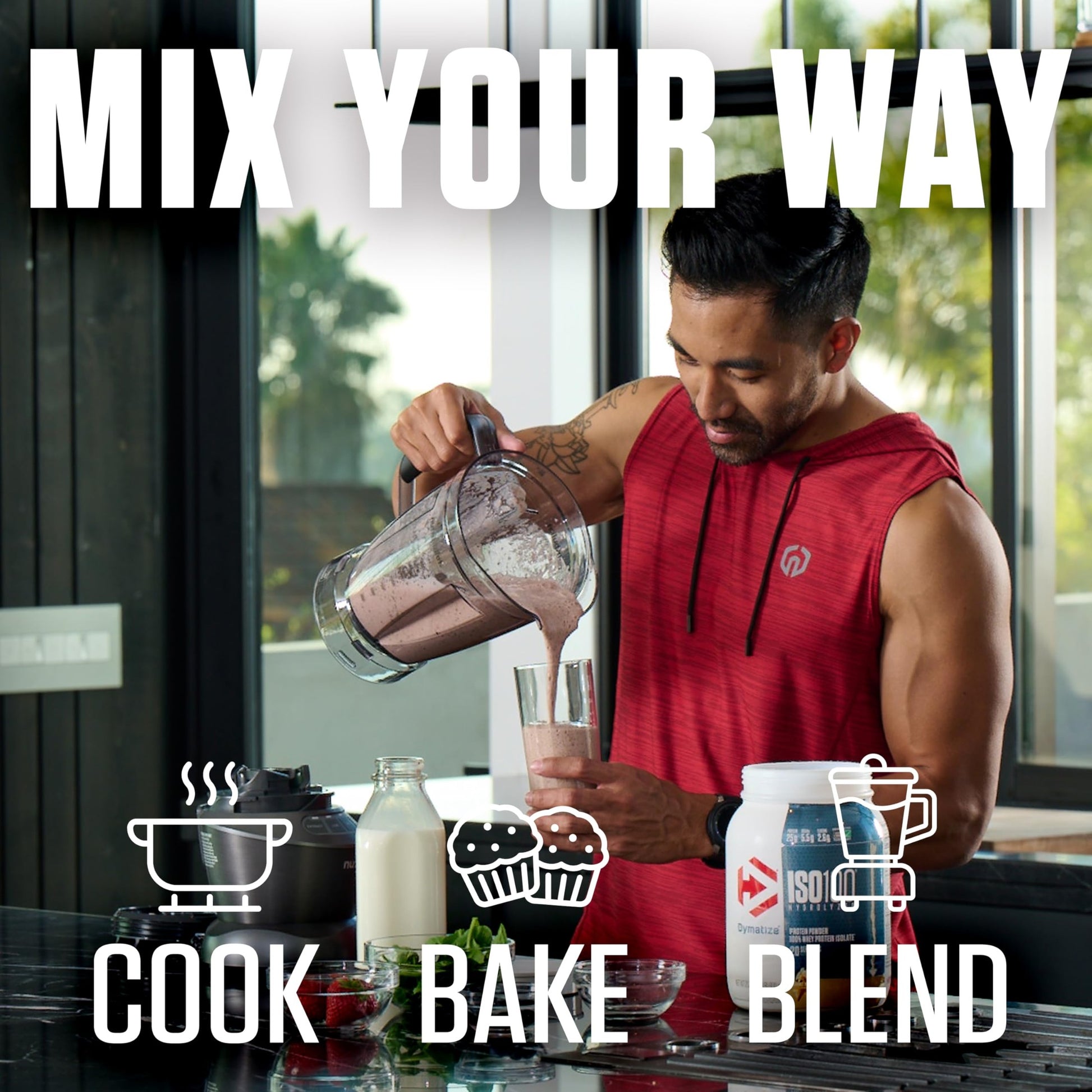 Dymatize x Dunkin' Mocha Latte ISO100 Whey Protein Powder, 95mg Caffeine, 25g of Protein, 20 Servings, 5.5g BCAAs, 120 Cal., Gluten Free, 1g Fat, 1g Sugar, 3g Carb - Medaid International