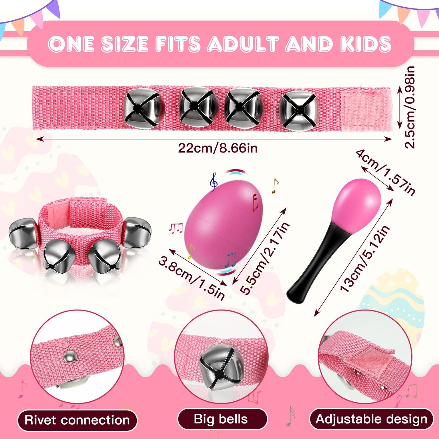 Gemscream 100 Pcs Shaker Musical Instruments for Kids, 20 Egg Shaker 20 Wrist Hand Band Jingle Bells 20 Sand Hammers Maracas Rattle 20 Rhythm Sticks and 20 Dance Scarves for Music Learning - Medaid International