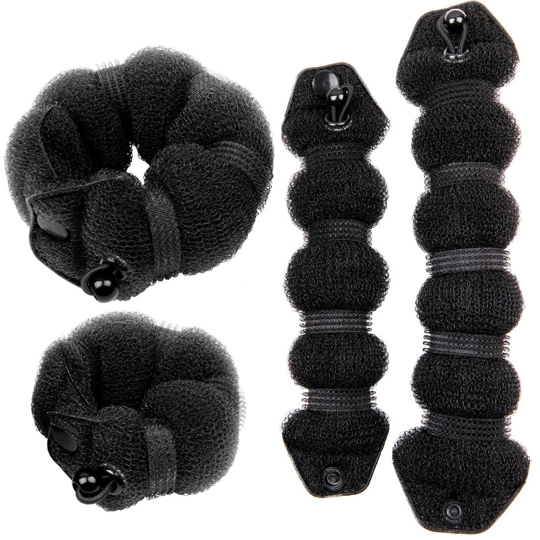 Goldrose Beauty Hair Styling Accessory - 2 Pieces Doughnut Hair Bun Maker and Curler in Small & Large (Black) - Medaid International
