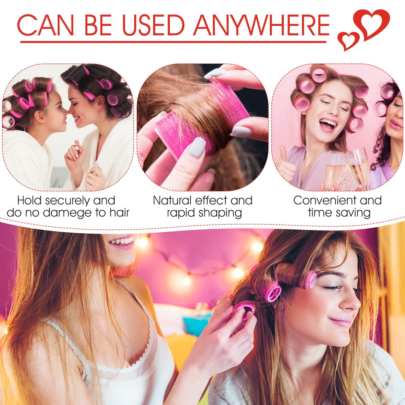 Hair Curlers Rollers, 12Pcs Hair Rollers Hair Curlers Self Grip Holding Rollers with 12 Pcs Hair Clips for Long Medium Short Thick Fine Thin Hair Bangs Volume - Medaid International