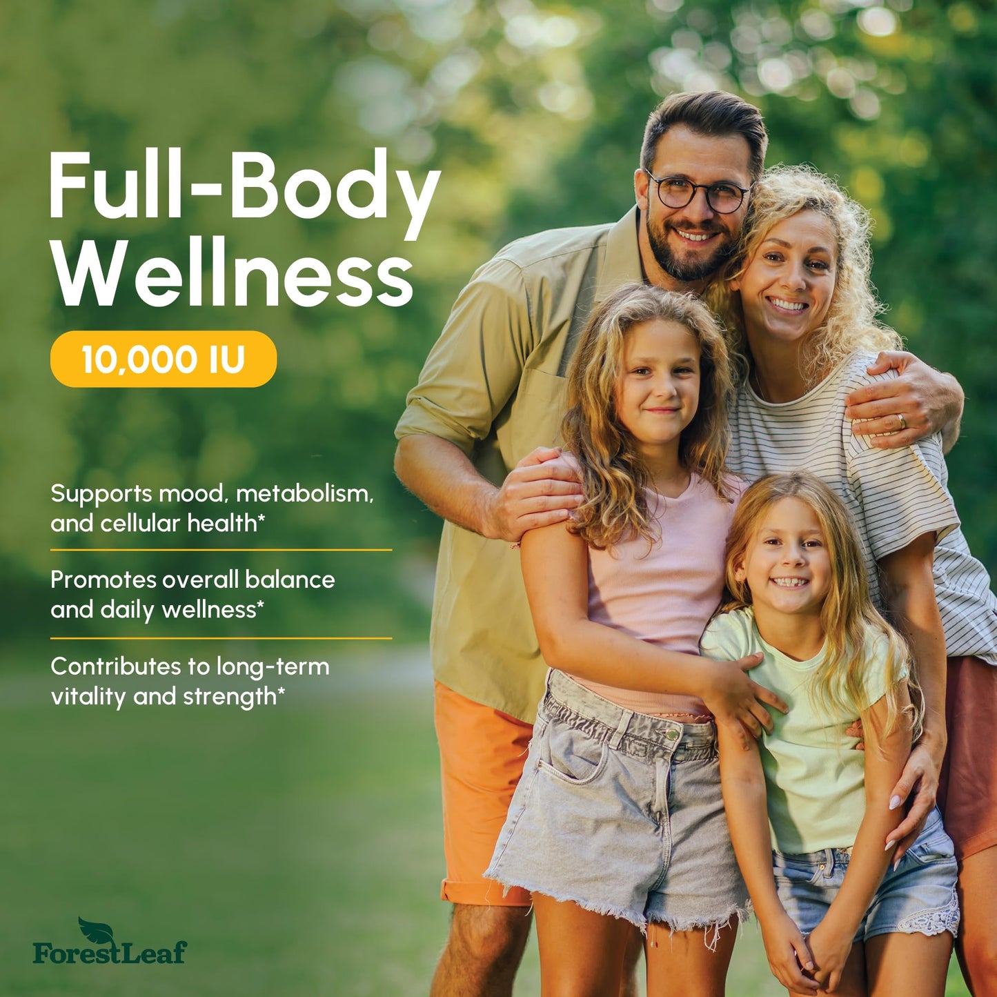 ForestLeaf Vitamin D3 10,000 IU | VIT D - VIT D3 Vitamin D Supplements for Women and Men | Bone Health, Teeth and Immune Support | Easy to Swallow Pills | High Potency Daily, 6-Month Supply, 180 Caps - Medaid International