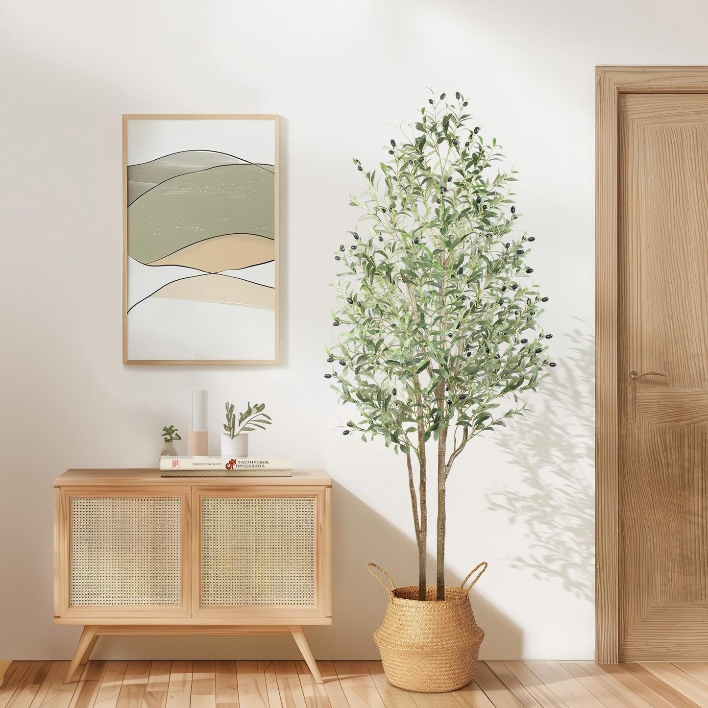 Alupssuc Tall 7ft Artificial Olive Trees, Faux Olive Silk Tree Indoor with Natural Branches & Realistic Leaves, Fake Olive Tree for Home Living Room Bedroom Balcony Corner Office Garden Decor, 7 Feet - Medaid International