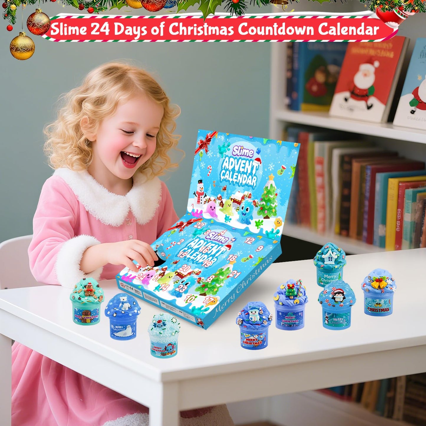 Advent Calendar 2025 Blue Fluffy Butter Slime Kit Countdown to Christmas DIY Cloud Crystal Slime Kit 24 Days of Surprises Fun for Boys and Girls Teen Ages 6 and Up - Medaid International