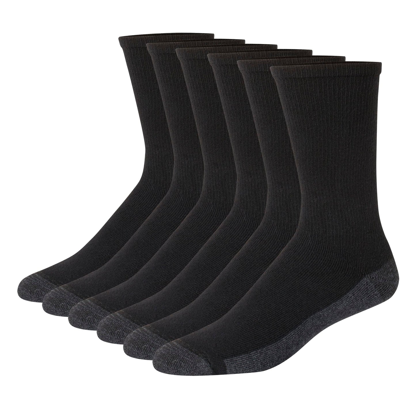Hanes Mens Max Cushioned Socks, Moisture-wicking With Odor Control, 6-pack B&T ComfortTop White Crew, Black/Grey Foot Bottom - 6 Pack, 12-14 US - Medaid International