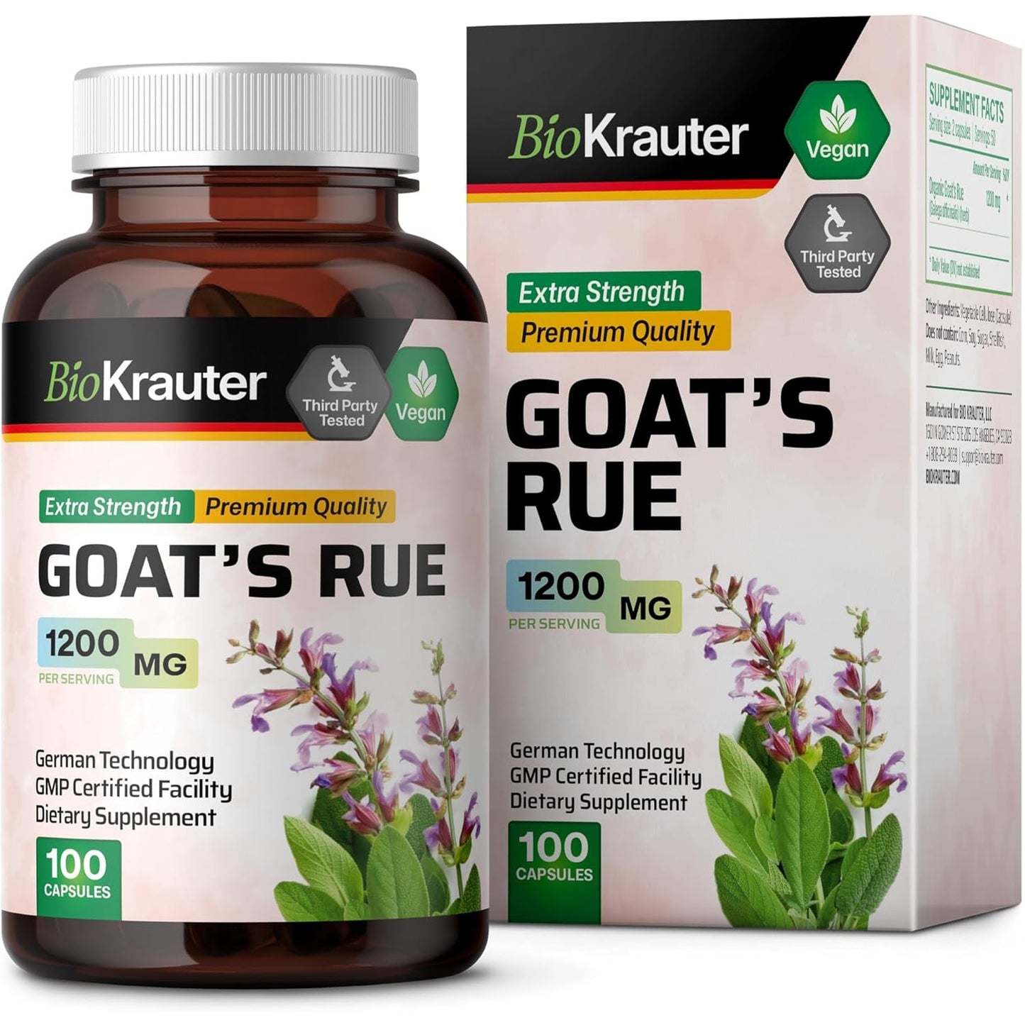 Goats Rue Lactation Support Capsules - Natural Breastfeeding Supplement - Goats Rue 1200 mg - 100 Vegan Capsules - Medaid International