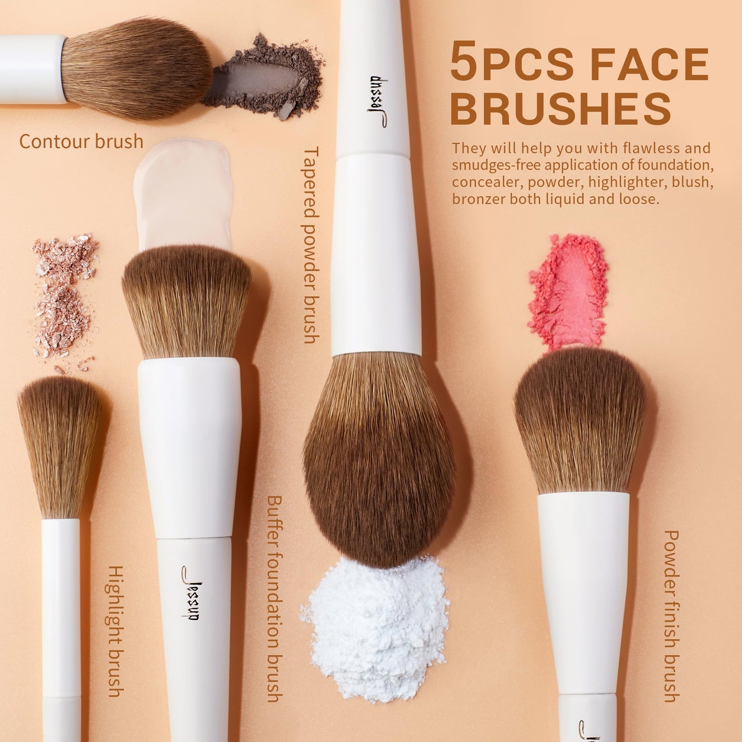 Jessup Makeup Brushes 14Pcs Makeup Brush Set Premium Synthetic Powder Foundation Contour Blush Concealer Eye Shadow Blending Liner Make Up Brush Kit Light Grey T329 - Medaid International