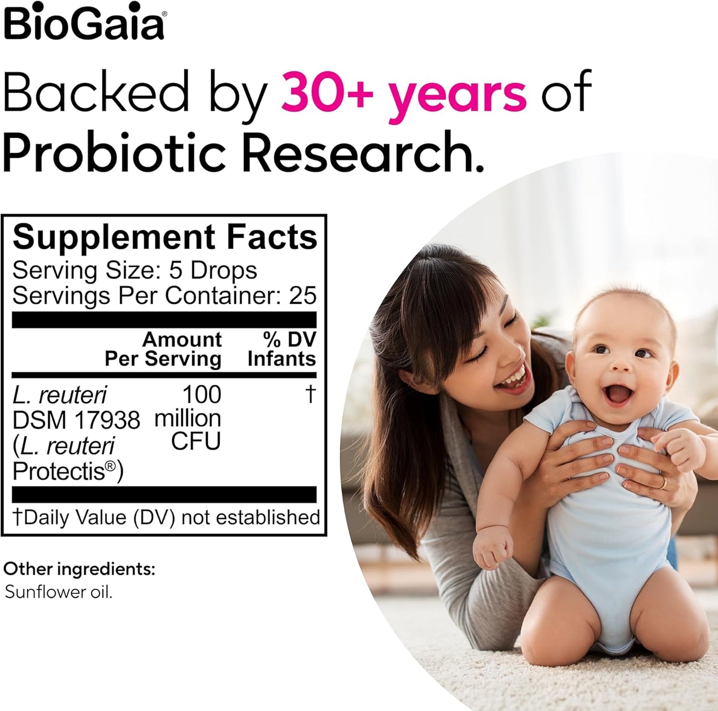 BioGaia Baby Probiotic Drops - Baby Essentials for Colic & Gas Relief, Safe for Newborns, Reduces Crying, Fussing, Colic, Gas, Spit-ups and Constipation, No allergens, dairy, soy, gluten, or sugar - Medaid International
