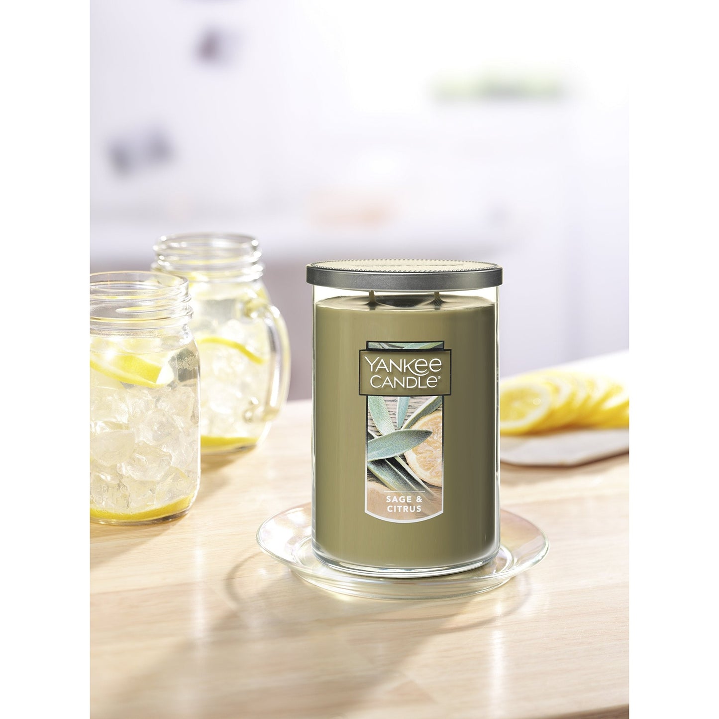 Yankee Candle Sage & Citrus Scented, Classic 22oz Large Tumbler 2-Wick Candle, Over 75 Hours of Burn Time - Medaid International