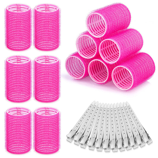 Hair Curlers Rollers, 12Pcs Hair Rollers Hair Curlers Self Grip Holding Rollers with 12 Pcs Hair Clips for Long Medium Short Thick Fine Thin Hair Bangs Volume - Medaid International