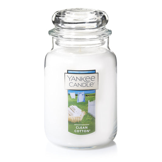 Yankee Candle Clean Cotton Scented, Large 22oz Jar Candle with Premium Paraffin-Grade Wax, Long Burn Time, Ideal for Gifts and Home Decor - Medaid International