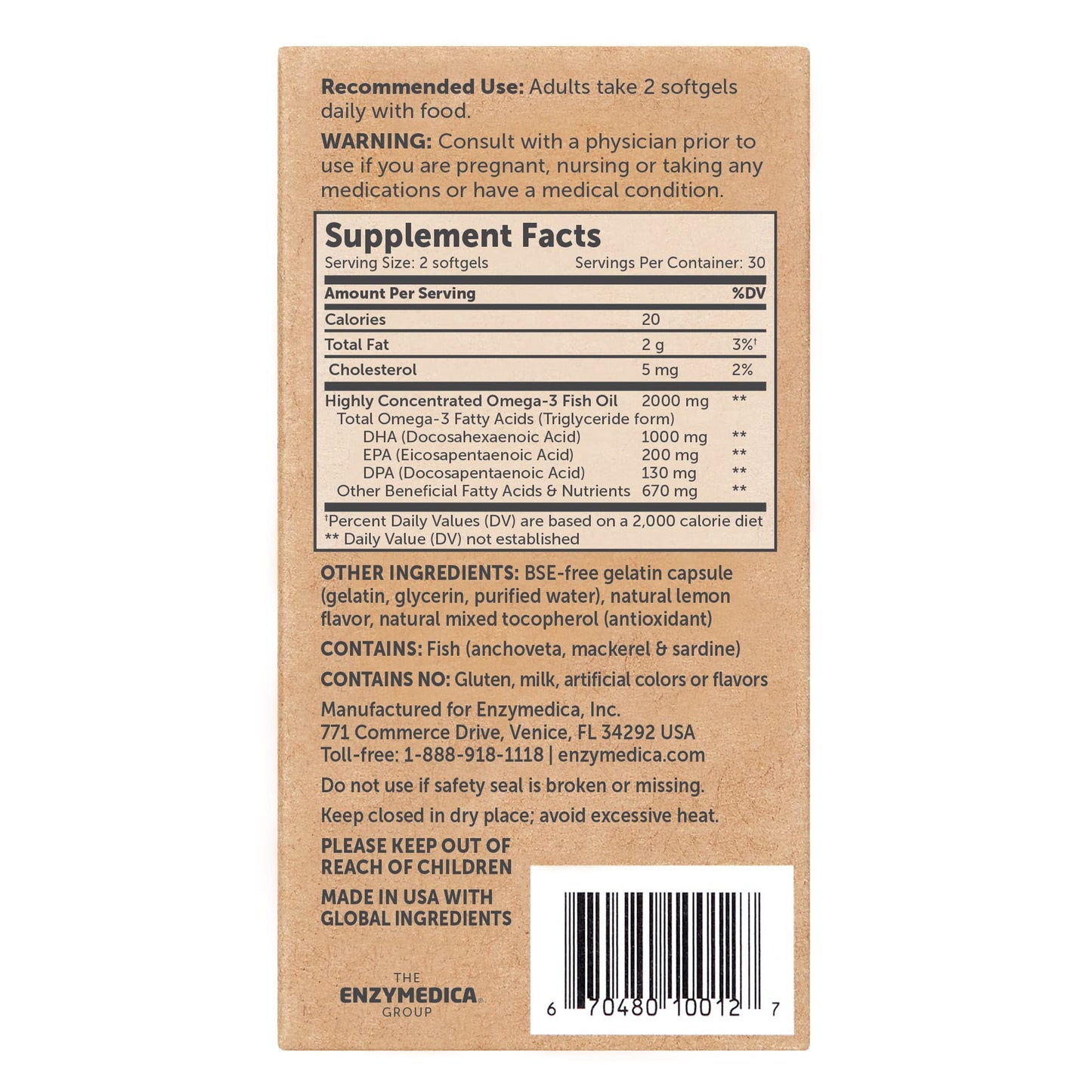 Enzymedica Aqua Biome Maximum Strength Omega 3 Fish Oil, 60 Softgels - Medaid International