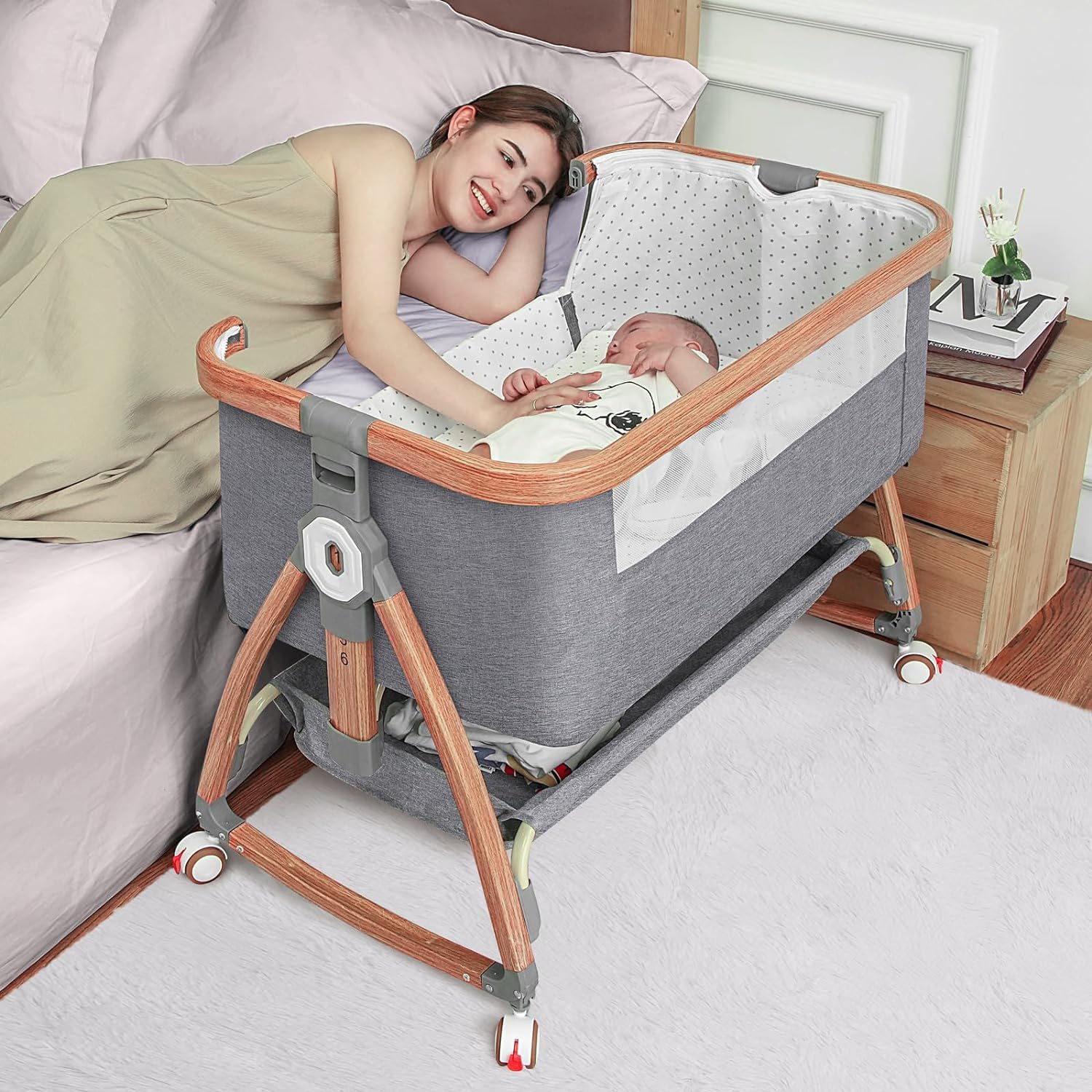 Dsocool Bedside Bassinet for Baby, Crib Bedside Sleeper, Bassinet